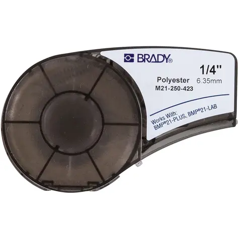 BRADY BMP21 Series označovacia páska / čiernobiela / polyester / 6.4mx 6.35mm / odolná / pre BMP21 a BMP21-LAB