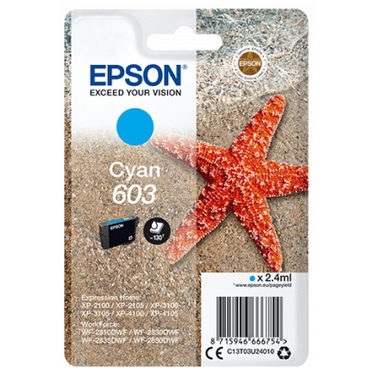EPSON Singlepack 603 Cyan originálny cartridge / 2.4 ml / pre WF-2850DWF | XP-3100 | XP-2100