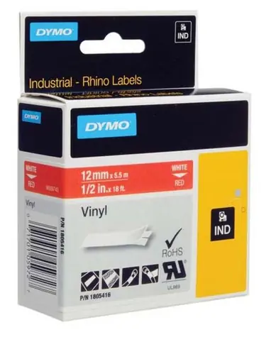 Dymo originálna páska do tlačiarne štítkov 12mm x 5.5m (červený podklad) / biela tlač / vinylová profi / D1