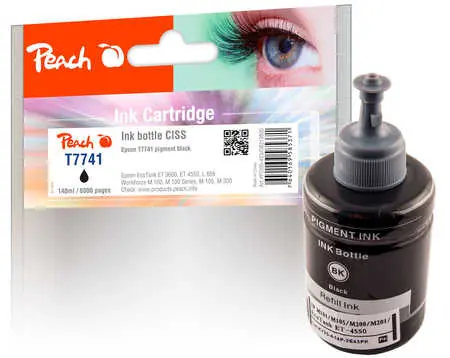 Peach T7741 alternatívny atrament pigmentová čierna / pre Epson L1455 & L605 & L655 & EcoTank ET-4550 & L1455 / 140 ml 
