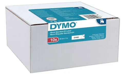Dymo D1 originálna páska do tlačiarne štítkov 9mm x 7m / čierna tlač na bielom podklade / 10 ks