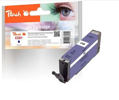 Peach CLI-581 kompatibilný cartridge foto modrá / pre PIXMA TR7550 TR8550 / 5.6ml
