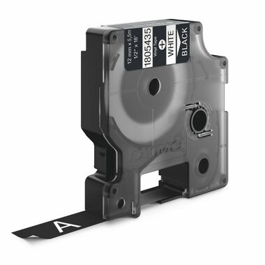 Dymo originálna páska do tlačiarne štítkov 12mm x 5.5m (čierny podklad) / biela tlač / D1