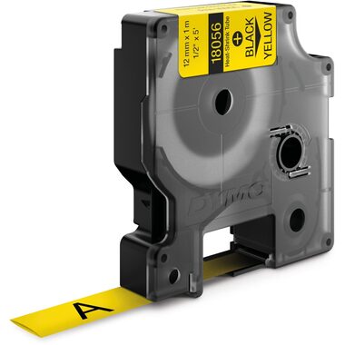 Dymo originálna páska do tlačiarne štítkov 12mm x 1.5m / čierna tlač / žltý podklad / RHINO