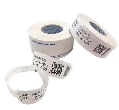 SATO bezpečnostný náramok UHF RFID pre pacientov biela / 75 ks na rolu