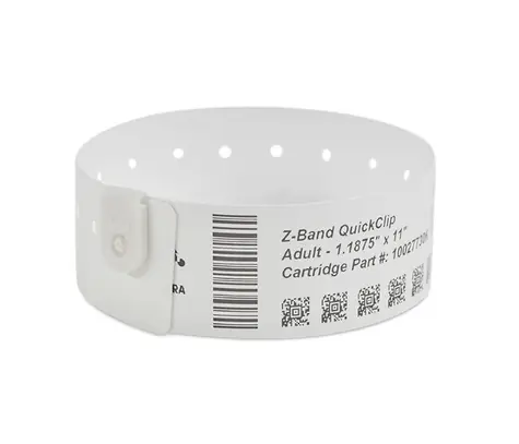 ZEBRA Wristband 1.1875x11in (30.2x279.4mm) / PP / DT / Z-Band Quickclip / Clip closure / 240/roll / 4/box