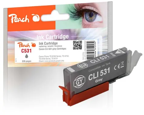 Peach C530/531 alternatívna atramentová kazeta šedá / pre Pixma TS 8700 &amp; Pixma TS 8750