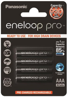 Panasonic Eneloop Pro Nabíjacie batérie AAA 930mAh / Ni-MH / 4ks / Blister