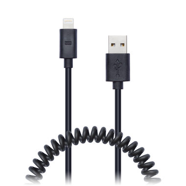 CONNECT IT Wirez Apple Lightning - USB špirálový flexibilný kábel 1.2 m čierna