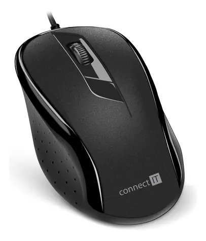 Connect IT CMO-1200 čierna / Optická myš / 1000DPI / 3 tlačidlá / USB / 1.8m