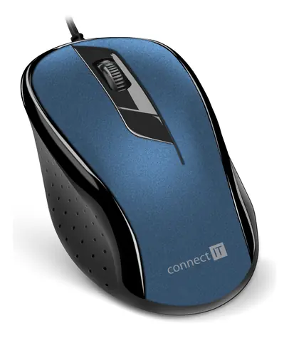 Connect IT CMO-1200 modrá / Optická myš / 1000DPI / 3 tlačidlá / USB / 1.8m
