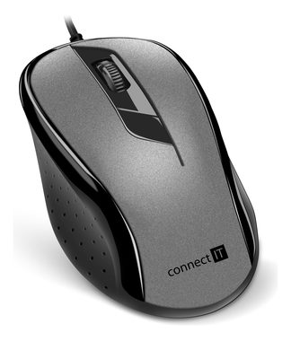 Connect IT CMO-1200 sivá / Optická myš / 1000DPI / 3 tlačidlá / USB / 1.8m