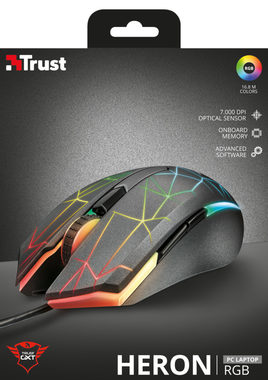 Trust GXT 170 HERON / Herná myš / Optická / Drôtová / USB / RGB / 7 000dpi / 6 tlačidiel