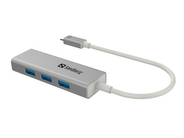 Sandberg USB-C HUB / 3x USB 3.0 / strieborný
