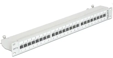 DeLock 19” Patch Panel / 24 Port / Cat.6A / šedá