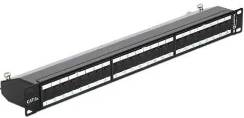 DeLock 19” Patch Panel / 24 Port / Cat.6A / čierna