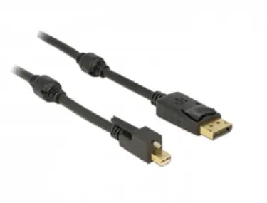 DeLock adaptér mini Displayport 1.2 samec so skrutkami > Displayport samec 4K / 2m / čierna