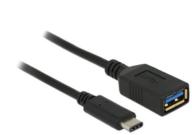 DeLock adaptér SuperSpeed USB (USB 3.1, Gen 1) USB Type-C samec > USB Type A samica / 15 cm / čierny