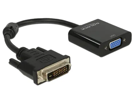 DeLock adaptér DVI-D 24+1 samec > VGA samica / čierny