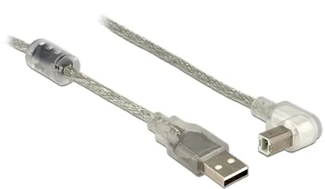 DeLock kábel USB 2.0 Typ-A samec > USB 2.0 Typ-B samec pravouhlý / 3.0 m / transparentný