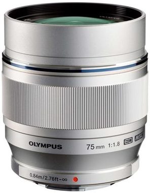 Olympus M. ZUIKO Premium ET-M7518 strieborná / 75mm / 1:1:8 (ekv. 150mm) pevný teleobjektív / celokovový 