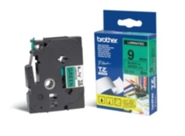 Brother - TZ-721, zelená / čierna (9mm, laminovaná)