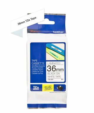 Brother - TZ-261, biela / čierna (36mm, lamin.)