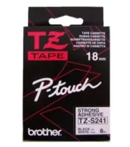 Brother - TZ-S241, biela / čierna (18mm, extr.adhezívne)