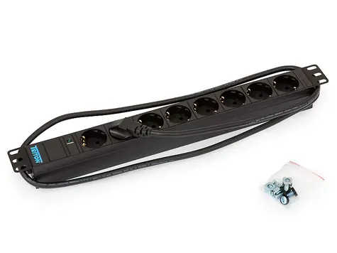 Triton 19" rozvodný panel / 8xxDE zásuvka / kontrolka / 3x1.5mm / 2m kábel CZ-DE / RAL9005