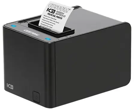 Custom K3 HS čierna / Termotlačiareň účteniek / 58 & 60 & 80mm / 203dpi / LAN / RS-232 / USB