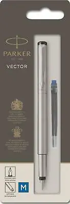 PARKER Vector Stainless Steel hrot M / plniace pero / farba náplne: modrá