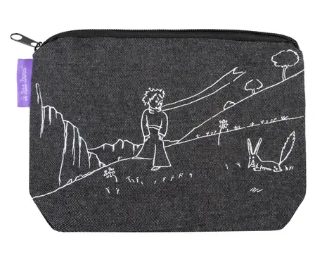 Presco Group Džínsový peračník etue Malý princ čierna / 20x14 cm