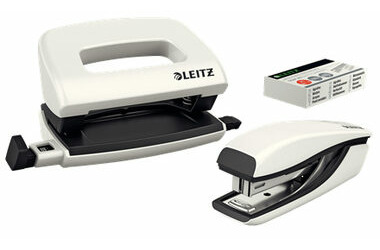 Leitz Wow Set mini zošívačky a dierovačky perleťová biela / zošívanie: až 10 listov