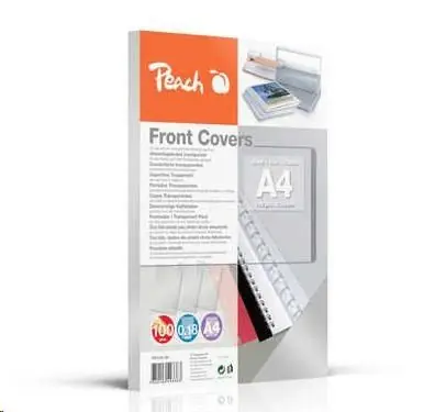 PEACH viazacie predné dosky 0.18mm A4 transparentný plast 100 ks