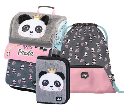 BAAGL SET 3 - Školský set Zippy Panda / aktovka / peračník / vrecko