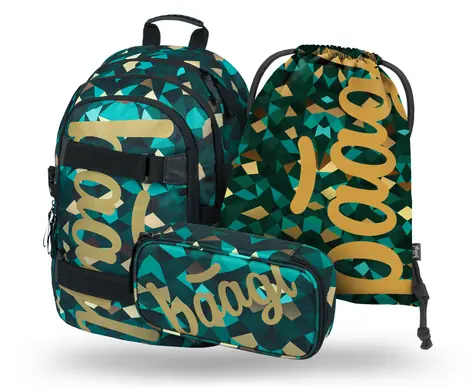 BAAGL SET 3 - Školský set Skate Polygon / batoh / peračník / sáčok