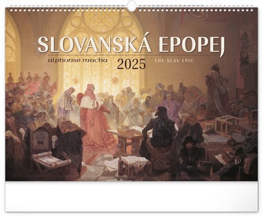 Presco Group Nástenný kalendár Slovanská epopej - Alfons Mucha 2025 / 48 × 33 cm