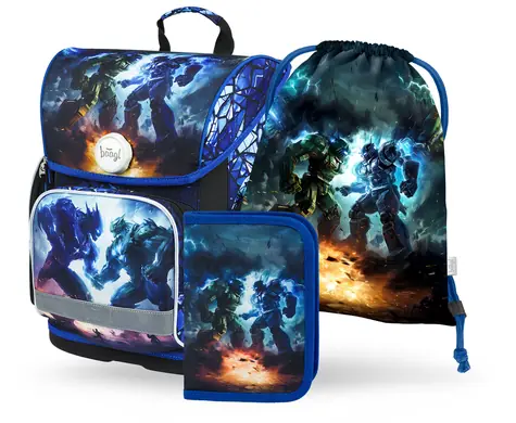 BAAGL 3 SET Ergo Roboti: aktovka, peračník, sáčok / vhodné od 1. triedy