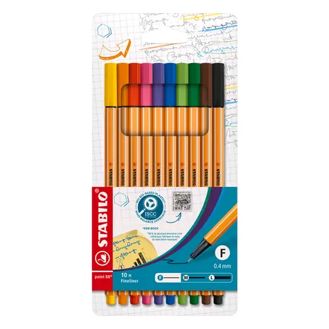 STABILO® point 88 - 10 ks sada - 10 rôznych farieb