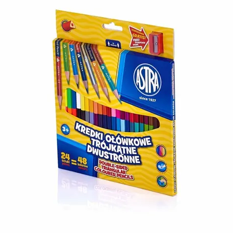 ASTRA Trojhranné obojstranné pastelky 24 ks, 48 farieb