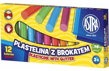 ASTRA Plastelína s trblietkami 12 farieb