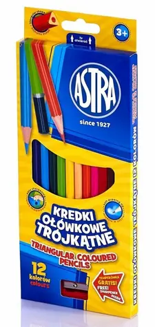 ASTRA Pastelky trojboké 12ks s strúhadlom