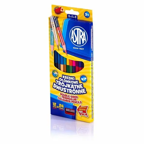 ASTRA Trojhranné obojstranné pastelky 12 ks, 24 farieb