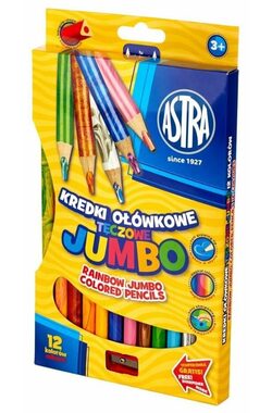 ASTRA Dúhové pastelky Jumbo 12ks s strúhadlom