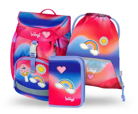 BAAGL SET 3 - Školský set Airy Hippie: batoh / peračník / sáčok