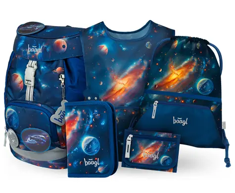 BAAGL SET 5 AIRY Vesmír: batoh, peračník, sáčok, zástera, peňaženka