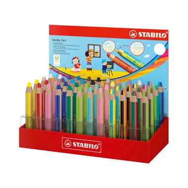 STABILO® Woody 3 in 1 duo - dvojfarebná tuha - 48 ks displej