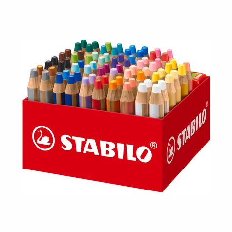 STABILO® Woody 3 in 1 - 76 ks box so 4 strúhadlami - 24 rôznych farieb