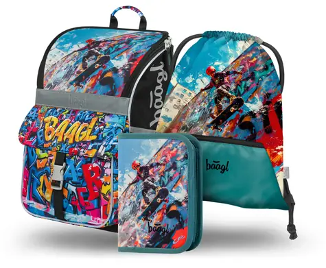 BAAGL SET 3 Zippy Skatepark: aktovka, peračník, sáčok