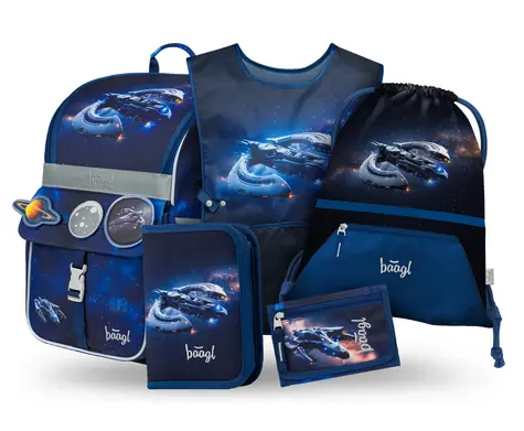 BAAGL SET 5 Zippy Vesmírna loď: aktovka, peračník, sáčok, zástera, peňaženka